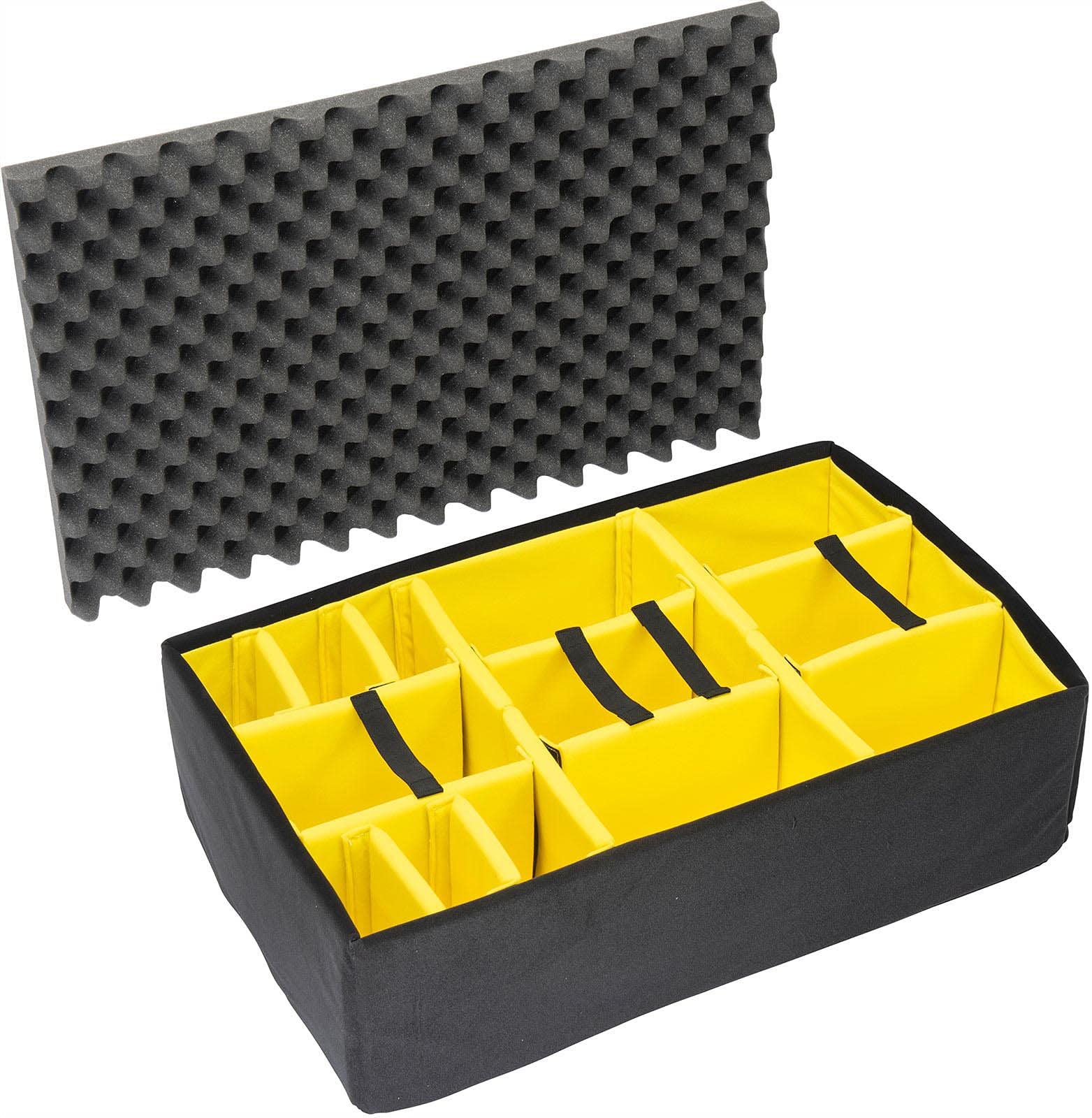 PELI 1655 set divisori imbottiti, accessorio per valigia Protector originale, compatibile 1650, colore: Nero/Giallo