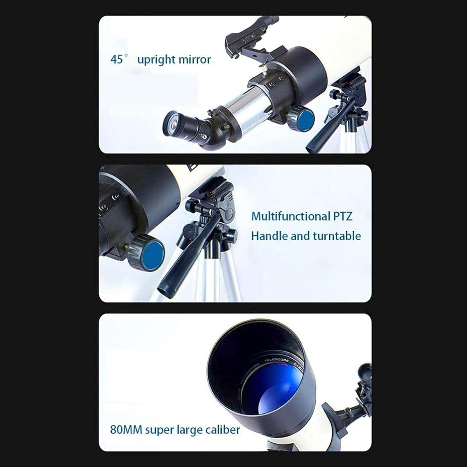 Telescopes for Adults Astronomy, High Power Beginners Astronomical Telescope,80Mm 's Catadioptric Telescope Monocular ng Scope Refractor,D