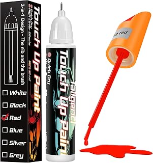 Touch Up Paint for Cars - Quick and Easy Auto Paint Repair for Scratches, Two-In-One Automotive Scratch Remover for Deep Scratches (Red)