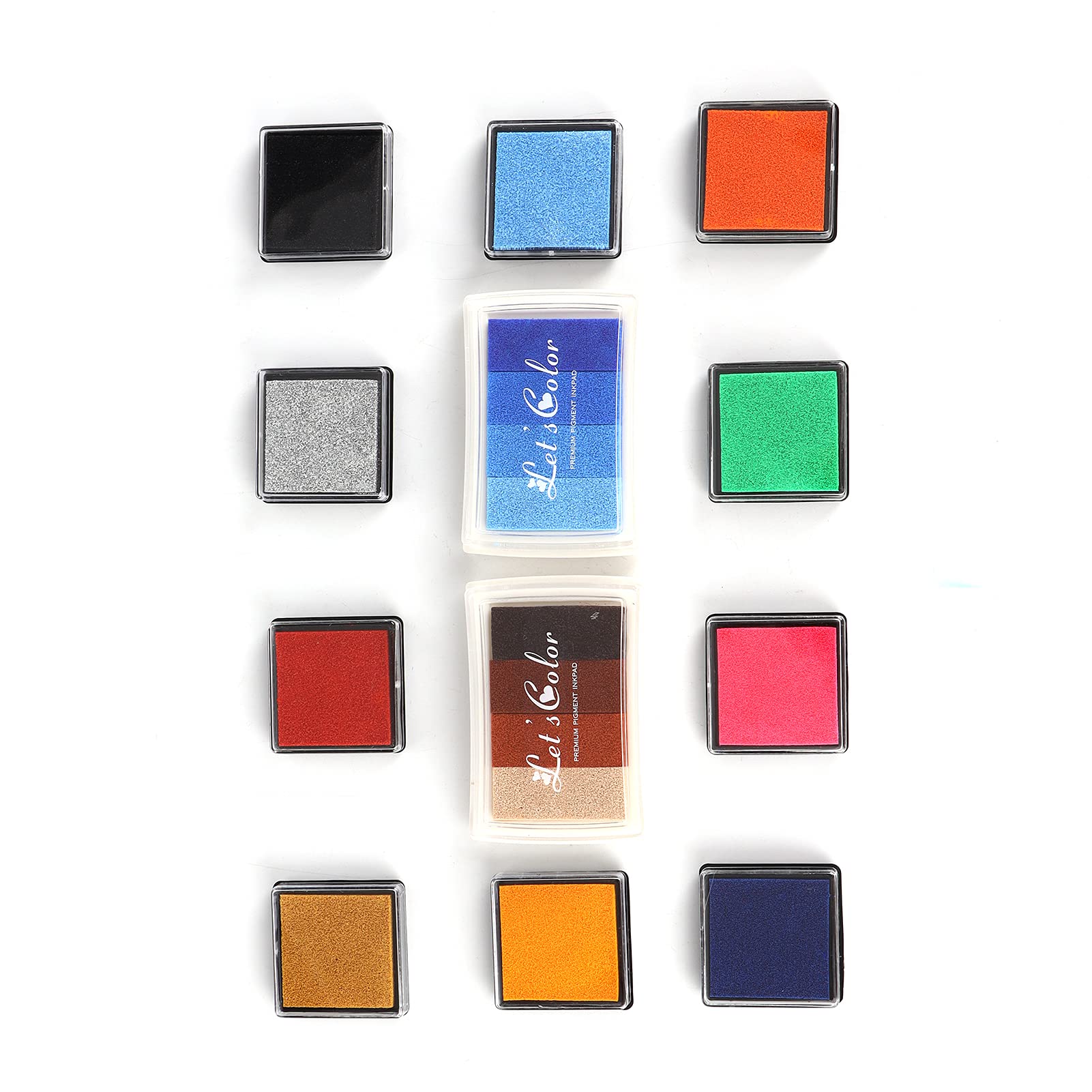 Ensemble d'outils de blocs de tampons en acrylique transparent, kit de tampons de bricolage avec tampons encreurs de 10 couleurs, tampons artisanaux pour enfants adultes,