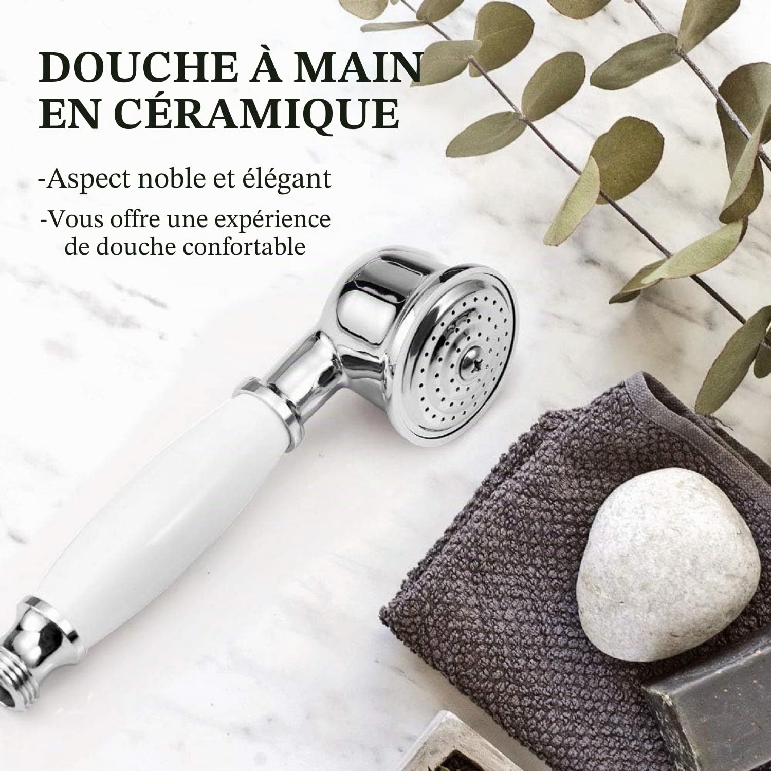 Wasserrhythm Robinet mitigeur de baignoire avec fixation de douche victorien traditionnel téléphone salle de bain robinet de remplissage de baignoire pont monté en croix double poignée douche à
