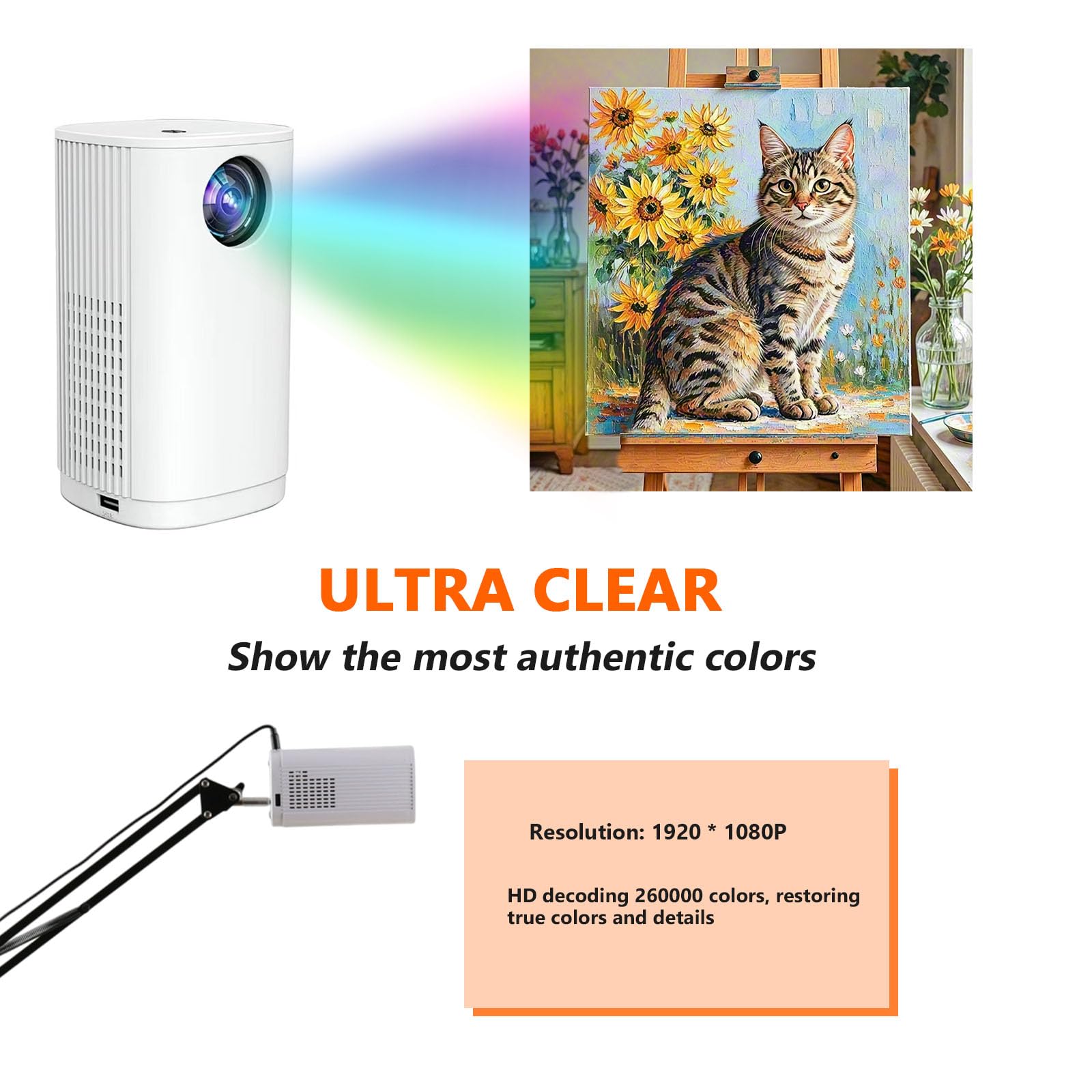 Buhelyc Lampe de Projecteur d'art Portable Traceur de Projection Outil D'esquisse pour Dessin Peinture et Projection pour Les Débutants (Color:Blanc)