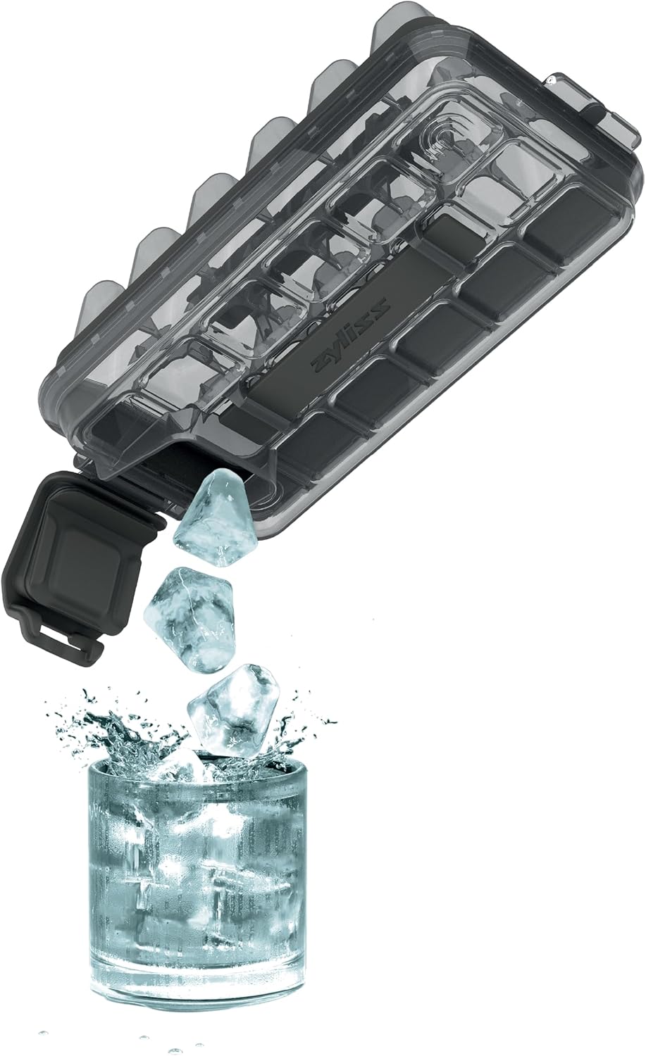 Zyliss Press & Pull Ice Cube Tray with Lid – Spill-Proof, Watertight & Stackable Ice Tray, Makes 18 Ice Cubes, Dishwasher Safe, 5-Year Guarantee
