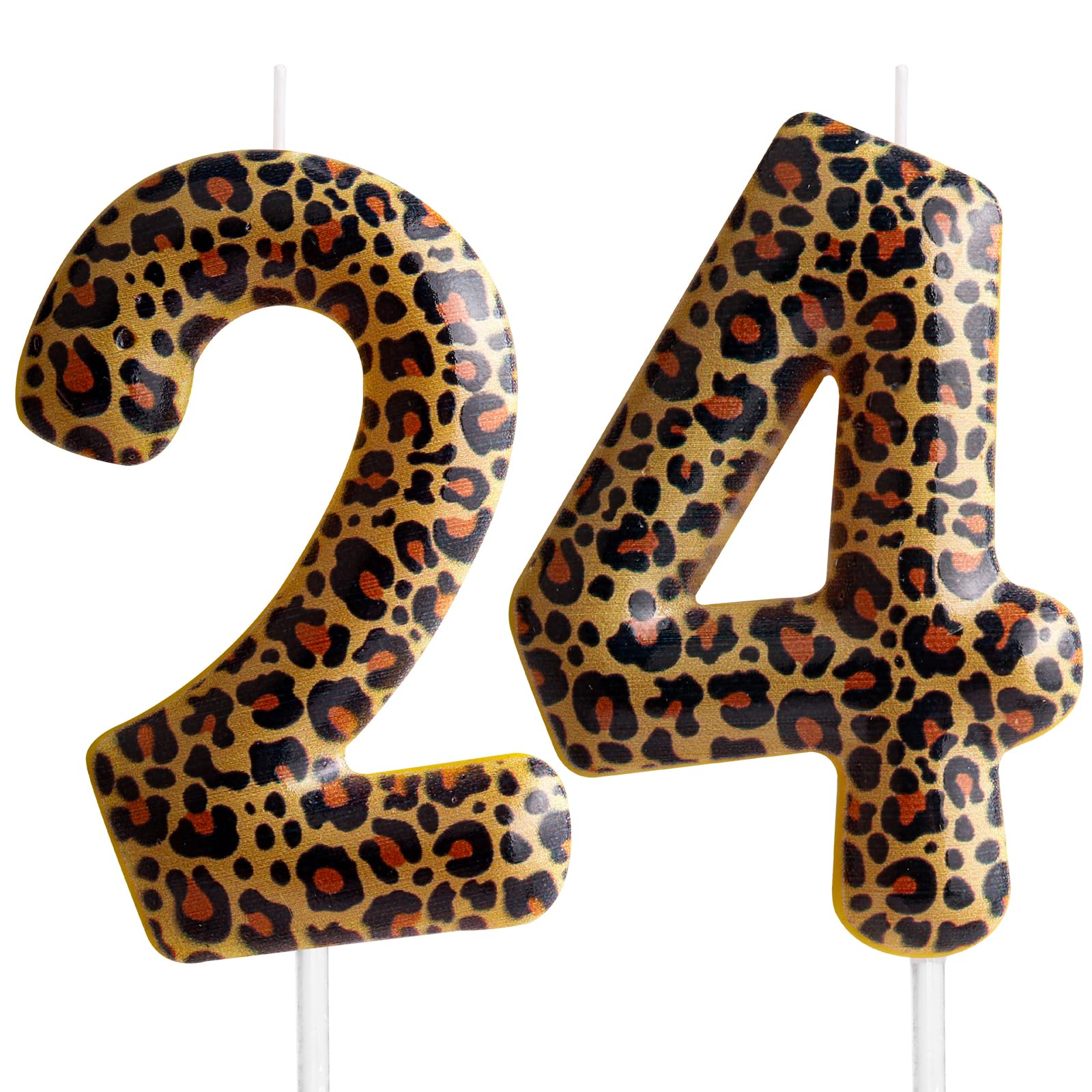 Yiran Leopard Print Birthday Candles Number 21, Realistic Leopard Printing Birthday Number Candles, Wild Onez Zoo Animals Themed Candle Cake for Boys and Girls Gifts Anniversary Party Supplies — view 22