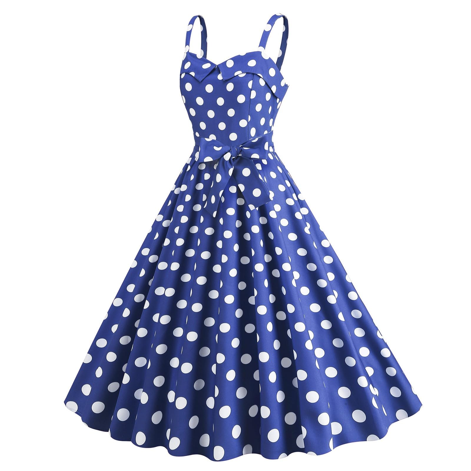 Robe Vintage Années 50 Femme Retro Rockabilly Pin Up Élégante Robes sans Manche Dos Nu Décolleté en Cœur Polka Dot Trapèze Mariage Cocktail Soirée Fête Cérémonie Décontractée au Genou Midi