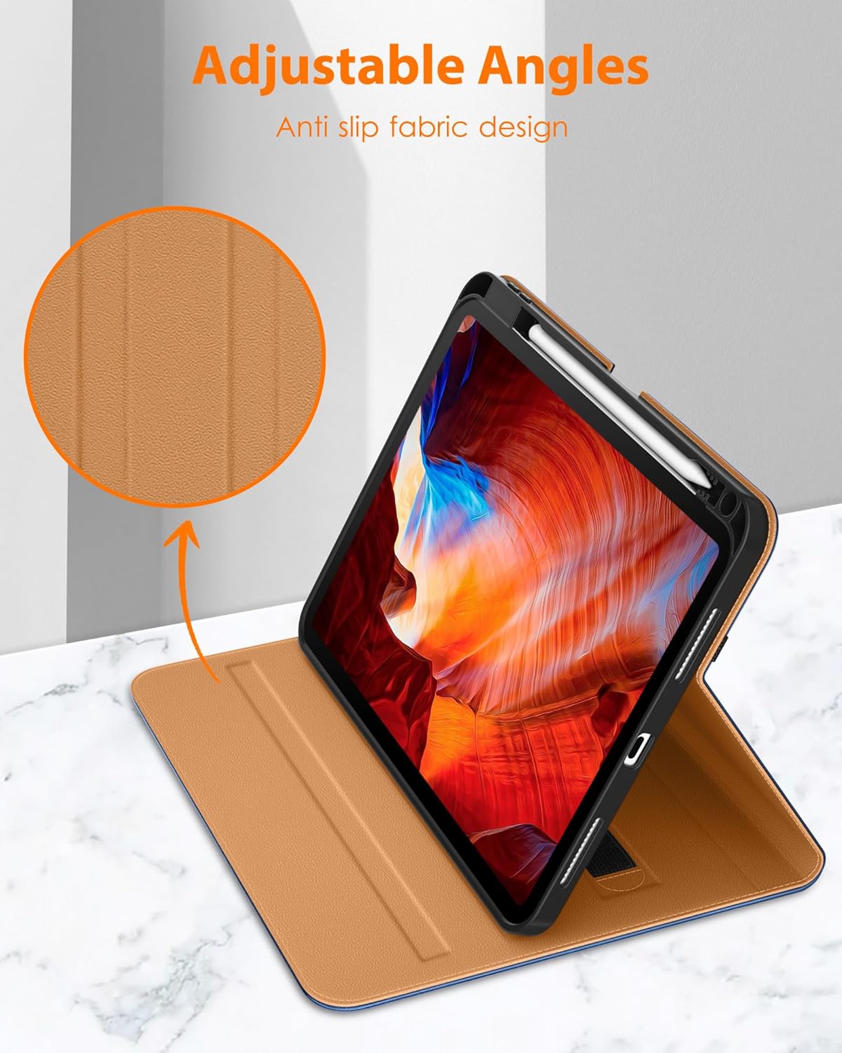 DTTO for iPad Pro 11 inch Case (M5/M4) 2025/2024, Premium Leather Business Folio Stand Cover with Pencil Holder - Auto Wake/Sleep and Multiple Viewing Angles, Abyss Blue