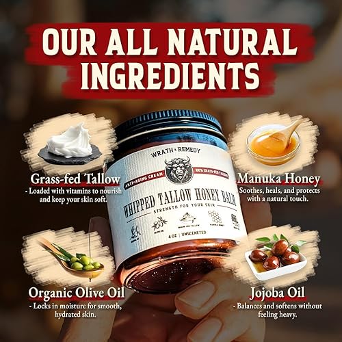 Miniatura 46 de Sarga de carne orgánica para la piel – 4 onzas (sin perfume) – Sarga de carne alimentada con pasto para cara + cuerpo – Crema hidratante de bálsamo