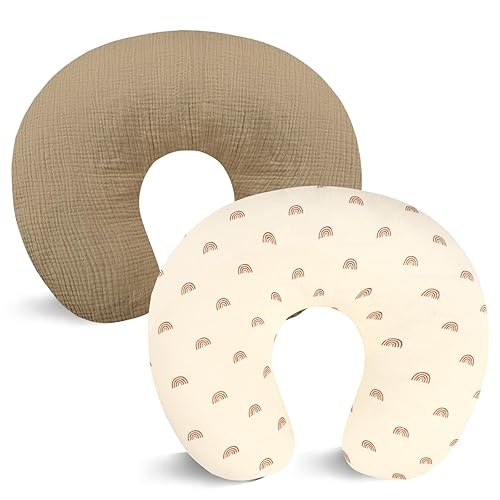 Miniatura 8 de Hooyax Juego de 2 fundas de almohada de muselina de lactancia, suaves y transpirables, fundas de lactancia para almohadas de lactancia materna,