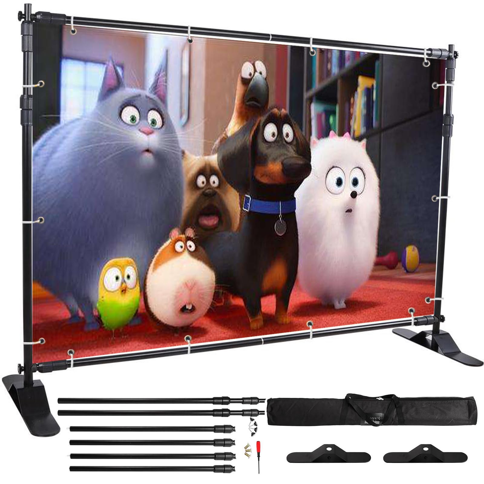 VEVOR Backdrop Banner Stand 8 x 8 Ft Adjustable Heavy Duty Background Stand with Newest Step and Repeat Backdrop Stand for Parties Wedding Photo Booth Trade Show 1 Carrying Bag