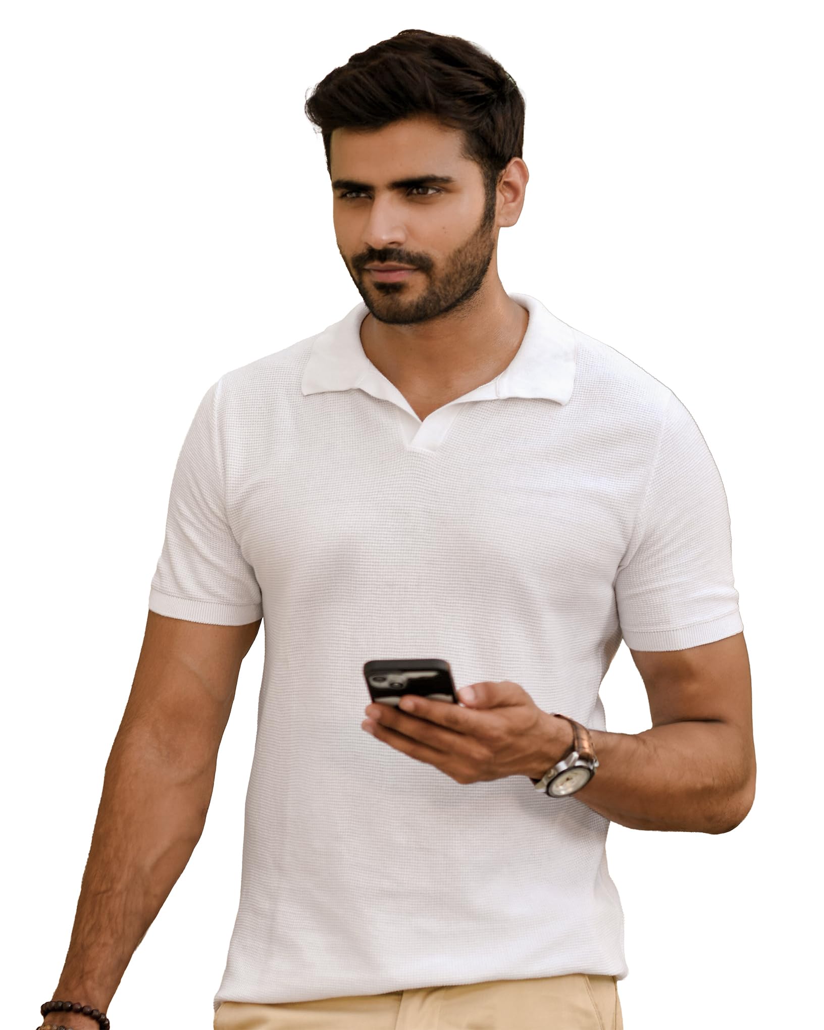 Men’s Flat-Knit Polo Shirt | Minimalist Textured Design | 100% Cotton | Structured Collar | Premium Breathable Knit | Luxury Casualwear-picture-14