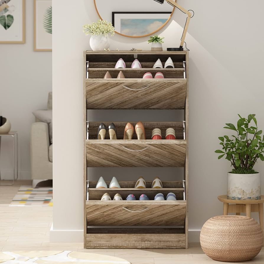 インテリア靴箱 靴箱 ラック 幅60cm シューズボックス 98942 ブラウン 7144285