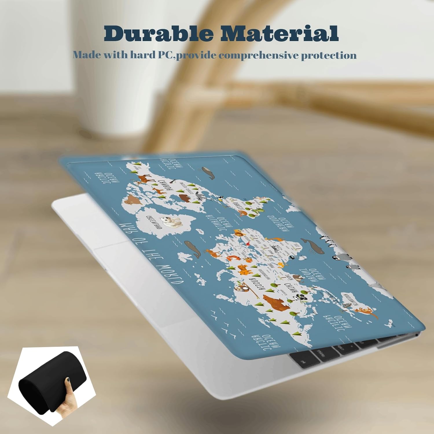 Durable Case for MacBook Air 15 inch M4 M3 M2 2025 2024 2023 Release Model A2941 A3114 A3241,Anti-Crack Plastic Hard Shell Case Cover for Mac Air 15 Case,World Map