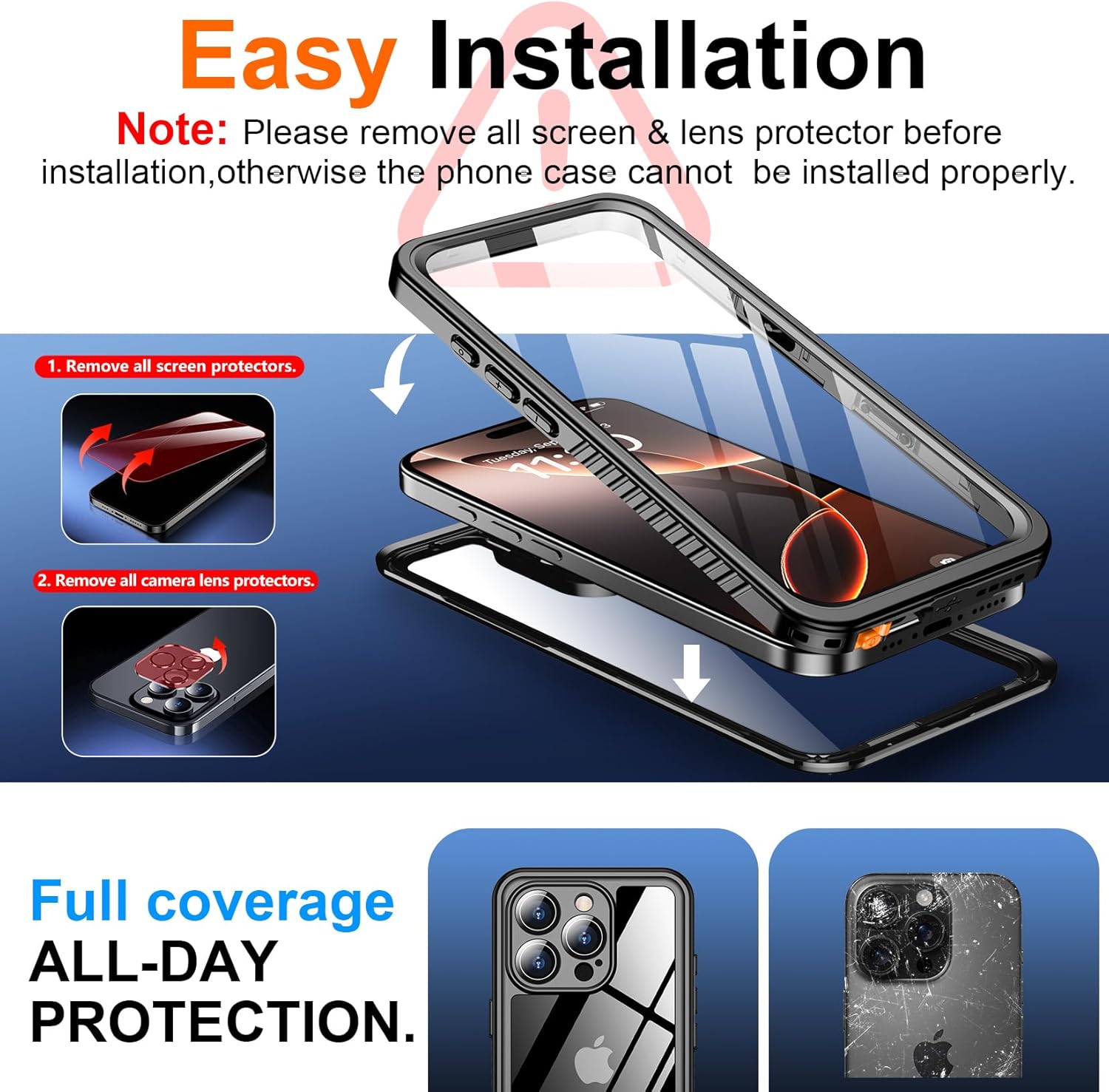 SPIDERCASE for iPhone 16 Pro Max Case Waterproof, Built-in Screen & Camera Protector [IP68 Underwater][Full Body Shockproof][Dustproof] 12FT Heavy Duty Rugged Phone Cover 6.9 inch, Black