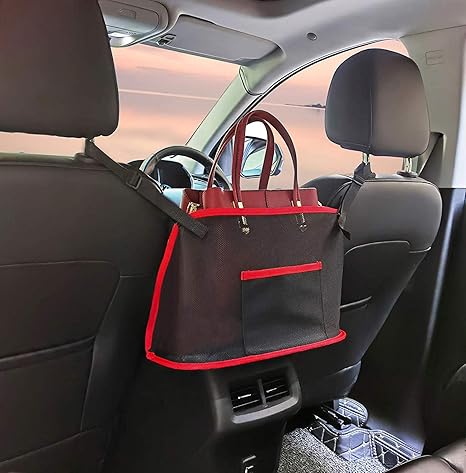Amazon 車用収納ポケット 収納バッグ 大容量 小物入れ 省スペース 後部座席用 ネットポケット 簡単取付 多機能 車内収納袋 赤 車 バイク 車 バイク