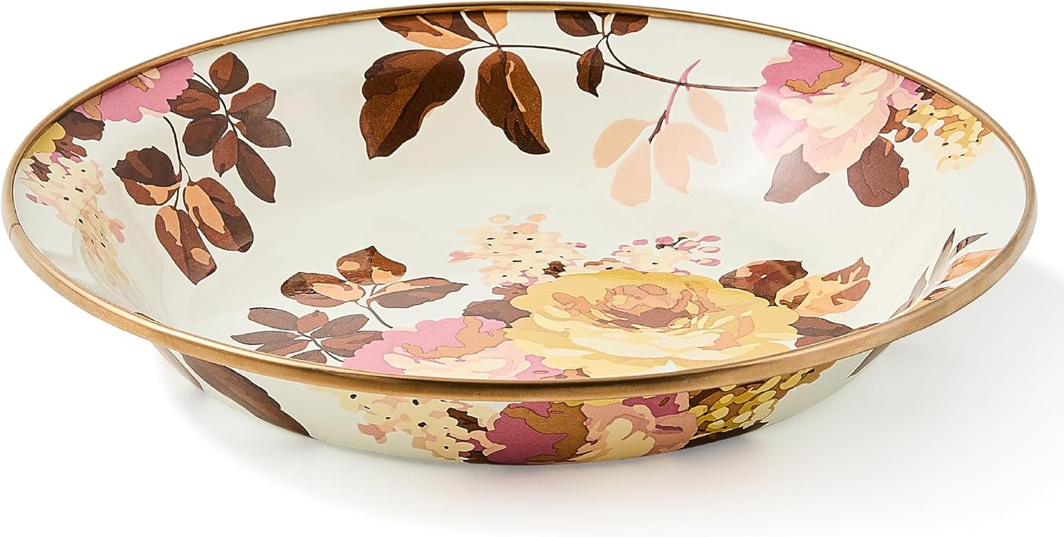 MACKENZIE-CHILDS Enamel Pie Plate, Ovenproof Pie Pan for Cooking and Serving, Black-and-White Courtly Check