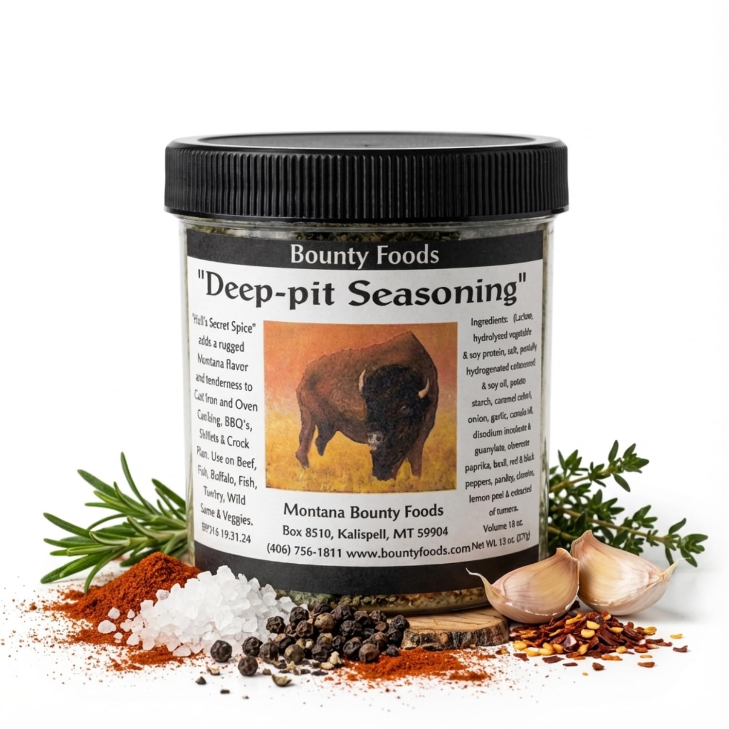 Montana Original Western Rub Seasoning - Deep Pit Gourmet 32 oz Jar - Bounty Foods Bring Out Natural Flavors of Meat - Buffalo - Pork - Beef - Fish - Chicken & Poultry - Grilling - Be a BBQ Pitmaster
