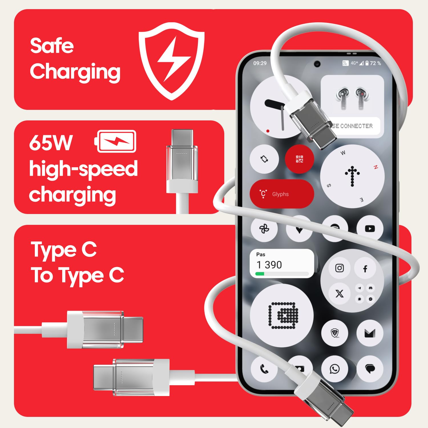 65W Fast Charger for Nothing & Pixel Devices -2