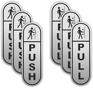 | Push Pull Stickers Pack of 6 (3 Push, 3 Pull) – Durable, Waterproof, Strong Adhesive Pull Push Door Sign Stickers – Perfect for Home, Office, and Business Doors