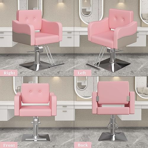 Miniatura 8 de Silla de peluquería, silla de peluquería para estilista, silla de peluquería giratoria de 360 grados, silla de bomba hidráulica de alta resistencia