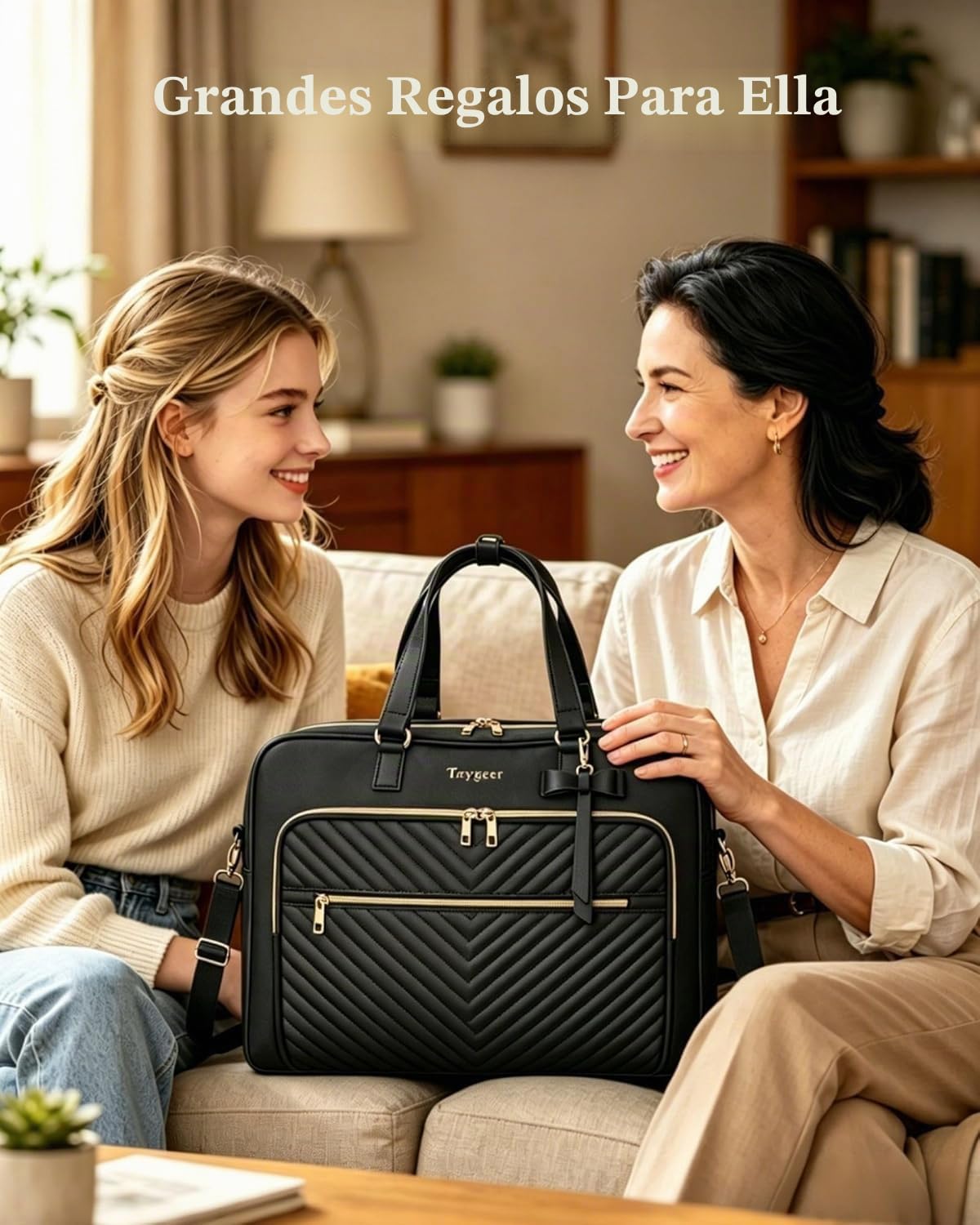 Taygeer Bolso Portatil Mujer, Maletin Portatil 17 Pulgadas PU Multifuncional Bolso Universidad Mujer Grande Funciona Como Mochila Casual Impermeable para Trabajo Viajar, Negro