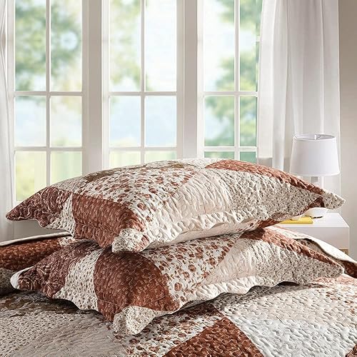 Miniatura 40 de Travan - Juego de edredón de 3 piezas reversible y ligero, ropa de cama con fundas de almohada para todas las estaciones, estampado floral marrón