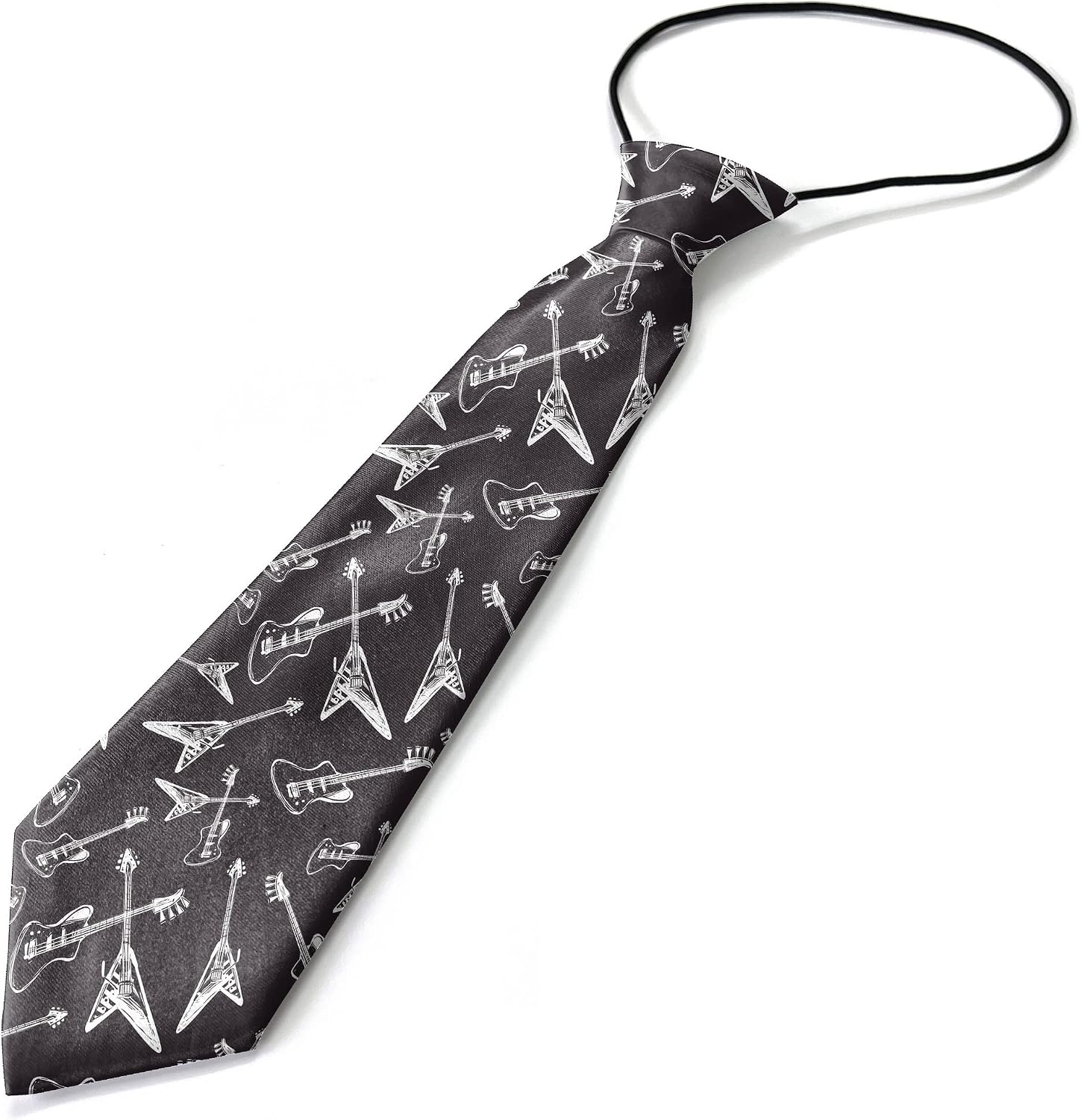 Toddler Size (Rock Roll Electric) Pre-Tied Adjustable Novelty Necktie, Fashion Conversational Neck Strap Ties for Boys and Children, for Wedding Parties Events