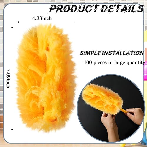 Miniatura 68 de Vesici 100 piezas de repuesto de plumero compatibles con Swiffer Dusters desechables a granel, repuesto grueso con 1 mango resistente para limpieza