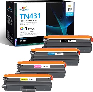 TN431 TN-431 Toner Cartridge 4 Pack Replacement for Brother TN431 TN433 HL-L8360CDW HL-L8260CDW MFC-L8900CDW MFC-L8690CDW Hl-L9310CDW MFC-L8610Cdw Printer BK/C/M/Y