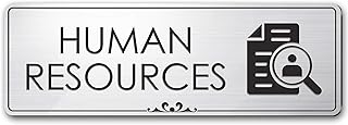 Human Resources Sign for Office Door, Brushed Silver, Engraved, 3