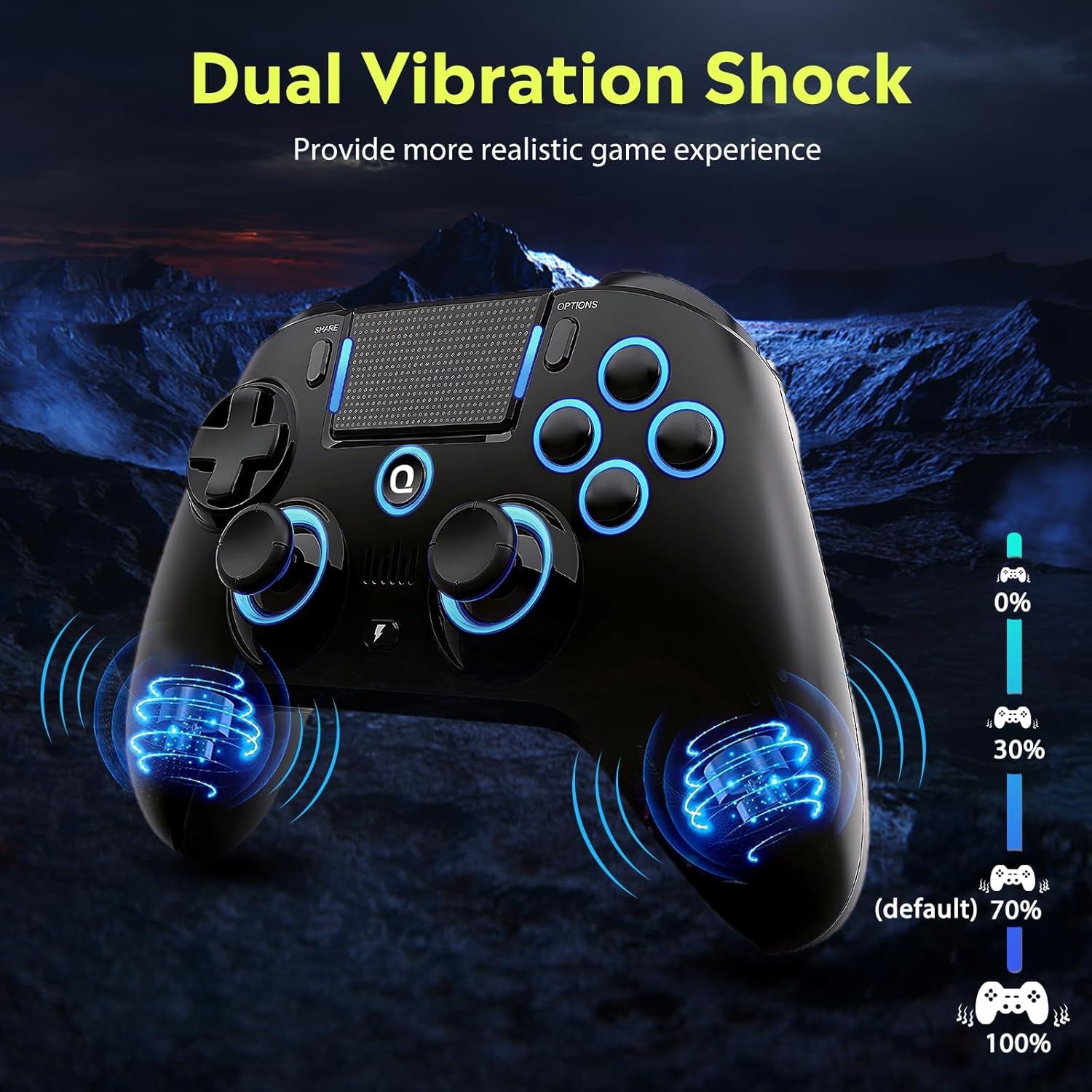 QRD Controlador inalámbrico Spark N5 para PS5 Pro Slim, PS4, PS3, PS2, Steam Deck, PC, Windows, Mac, iOS, Android TV Box, joystick Halleffect con panel táctil, doble vibración, mapeo y macro