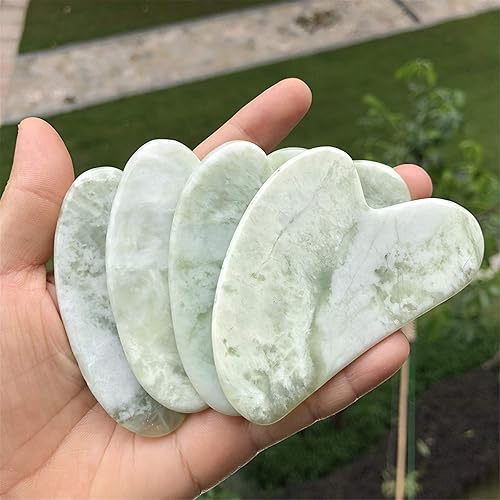 Miniatura 5 de Mndrlin Herramienta de masaje facial de jade verde claro natural para raspar gua sha, tabla raspadora de piedra para spa reduce líneas finas y