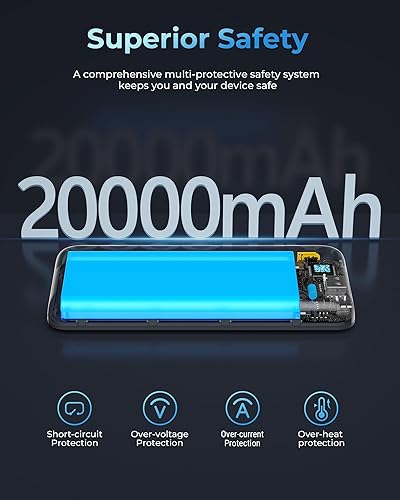 Miniatura 5 de VOLTME Mini cargador portátil, USB C 20000 mAh, batería de carga ligera delgada de alta velocidad de 22.5 W, doble salida compatible con iPhone 14