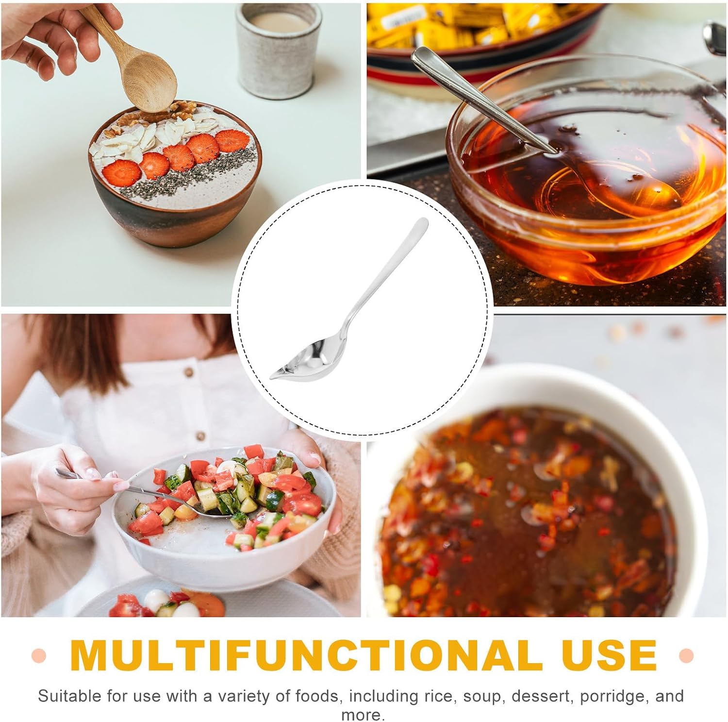 KICHOUSE Stainless Steel Sauce Ladle Easy to Clean and Maintain with Long Handle and Tapered Spout Versatile Use for Restaurant and Home Serving
