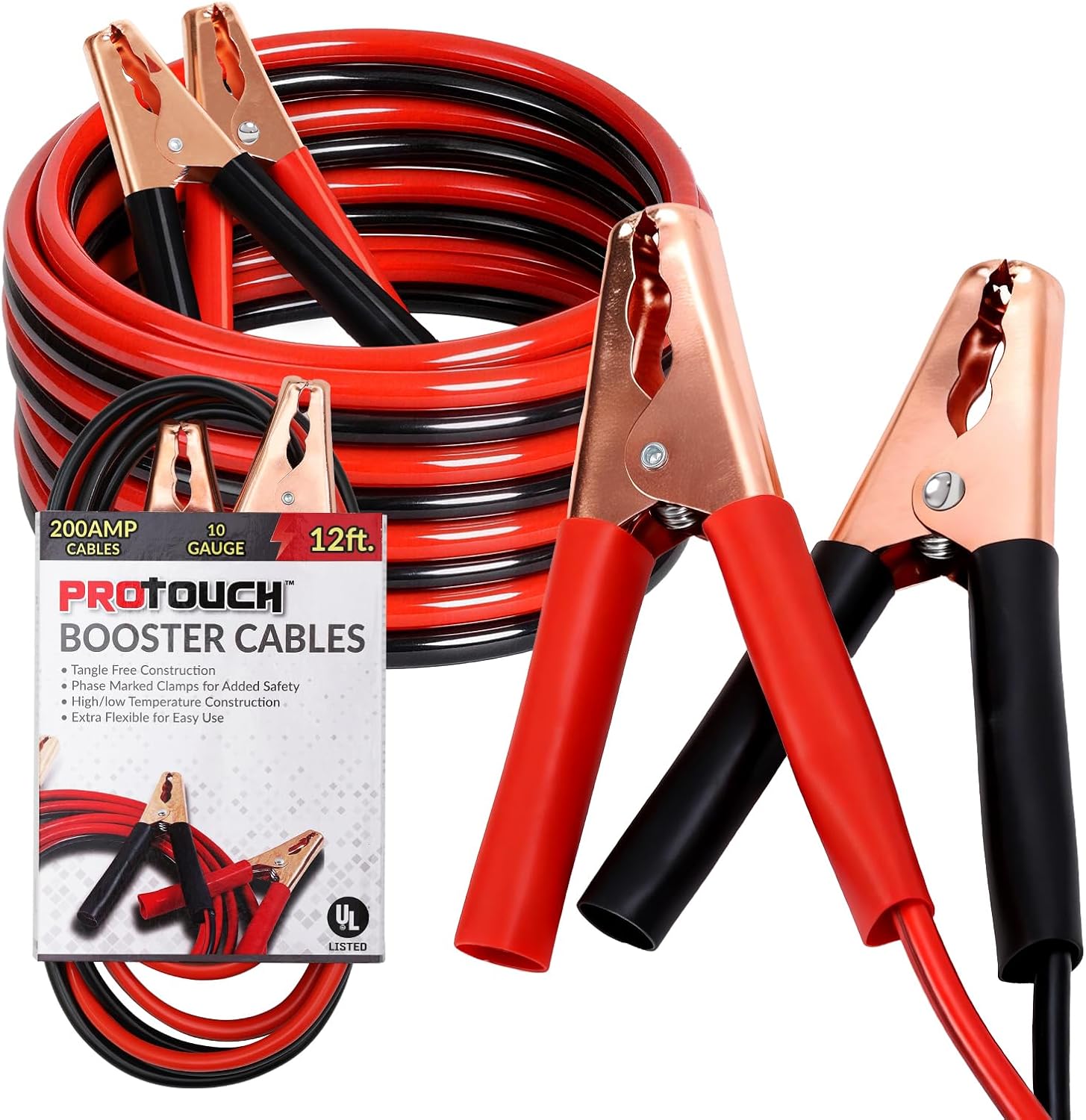 4 Gauge Jumper Cables for Car, 20FT Jumper Cable for SUV and Trucks Battery, Heavy Duty Automotive Booster Cables for Jump Starting Dead or Weak Batteries with Carry Bag
