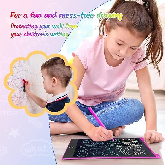 TECJOE 2 Pack LCD Writing Tablet, 10 Inch Colorful Doodle Board for Kids, Electronic Drawing Tablet Drawing Pads,Kids Travel Games Activity for Learning,Gifts for 3–6-Year-Old (Dark Blue and Magenta)