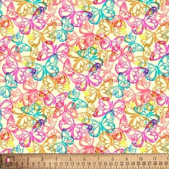 Butterfly Kaleidoscope Cotton Fabric By the Yard
