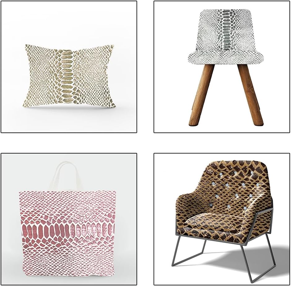 ONEART | Snake Skin Texture Faux Leather Fabric 54" Wide, Soft Embossed Vinyl for Sewing Crafts and Home Upholstery, Sold by Separated Yard (Black)