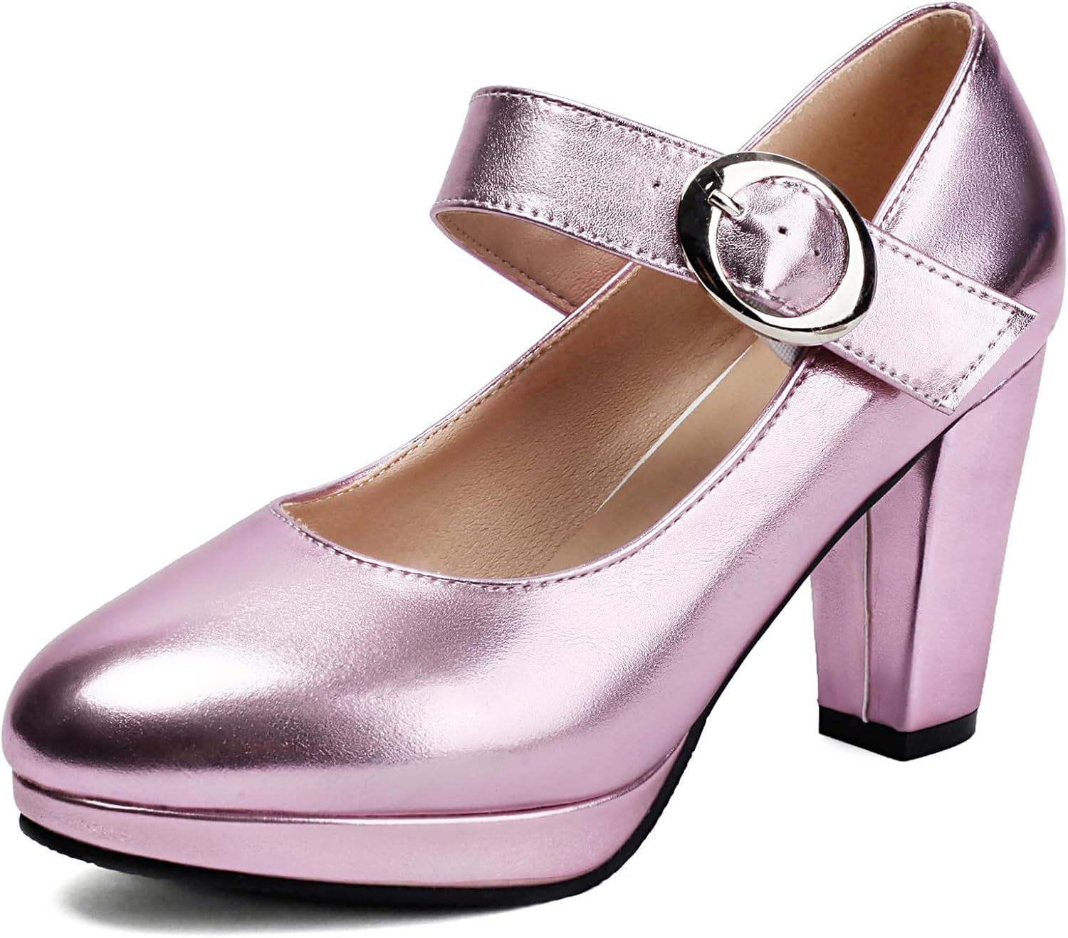 Lizoleor Fiesta Boda Zapatos Mary Jane Mujer Tacón Ancho Lizoleor
