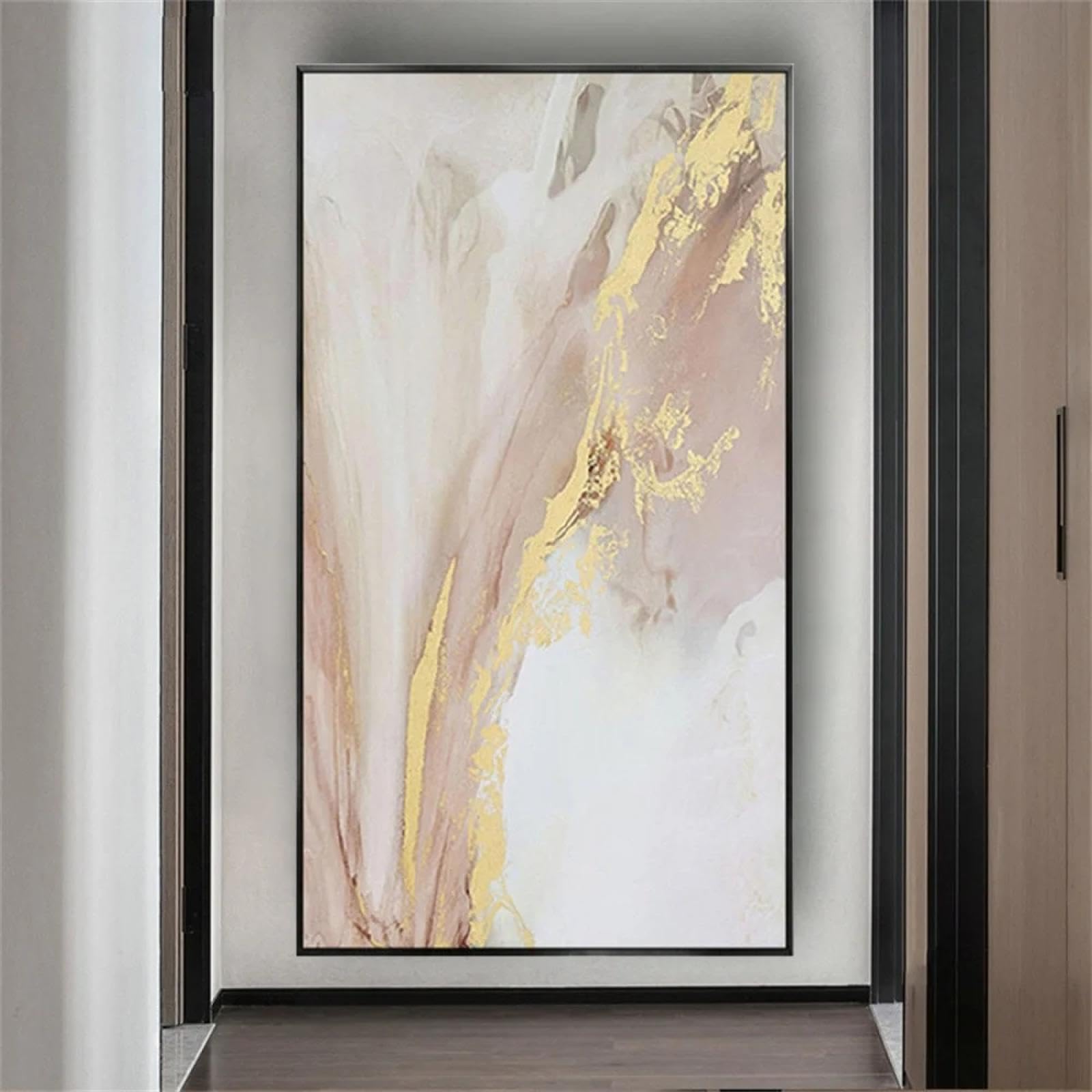 Affiche abstraite de texture dorée 80x160cm avec cadre - 8