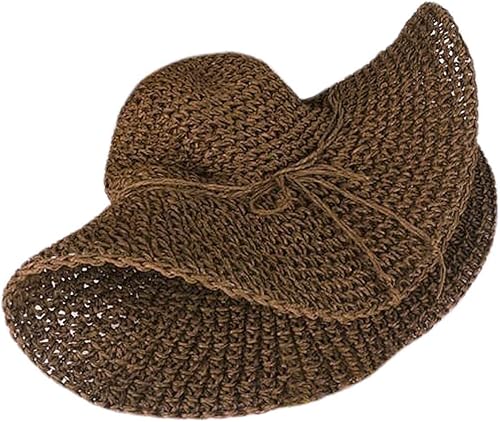 Miniatura 2 de Sombrero de paja plegable de ala ancha de verano de playa de verano visera sombrero sombrero de paja de café