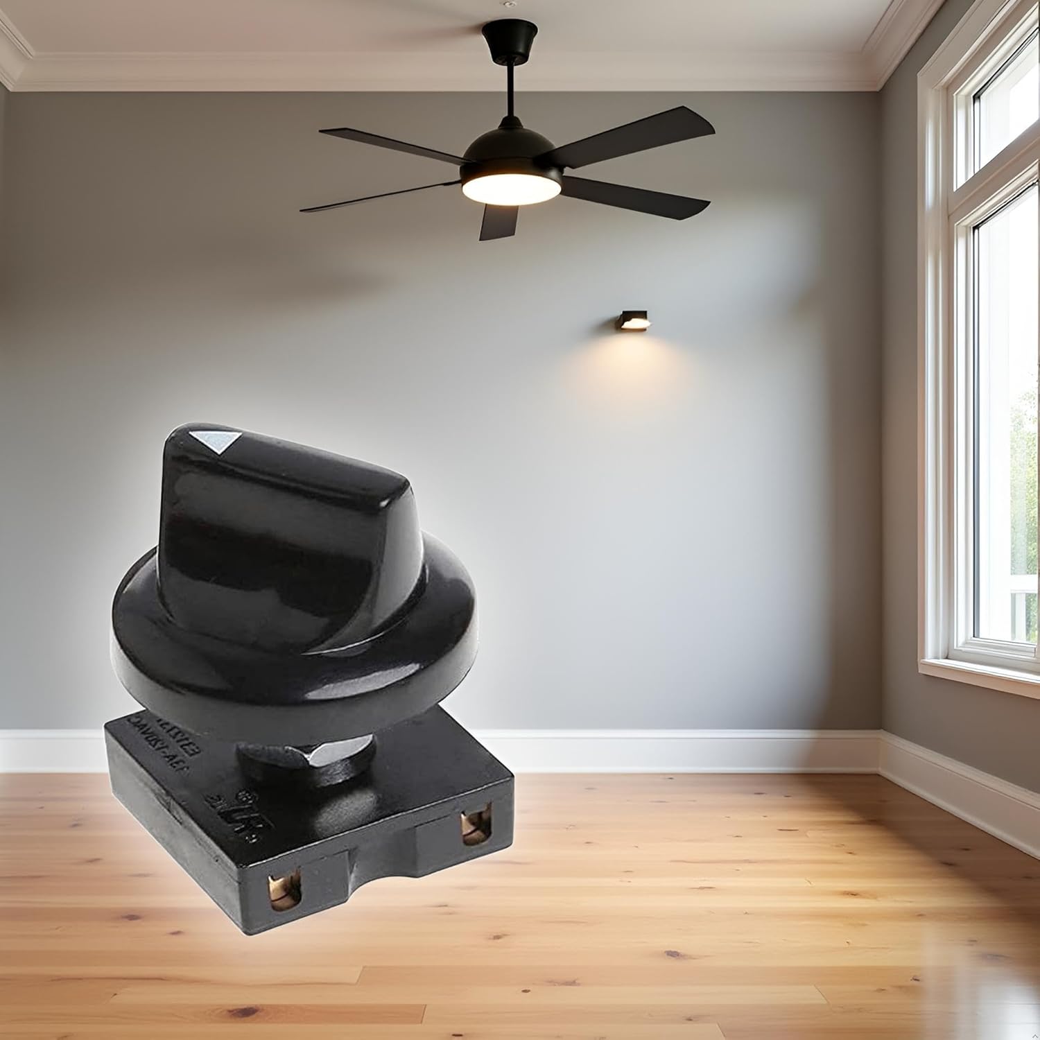 Black Fan Rotary Switch 4 Position 3 Speed Selector Switch Governor with Button Fan Speed Governor Fan Isolator Switch and Professional Ceiling Fan Wall Controls, Electrical Light Switches