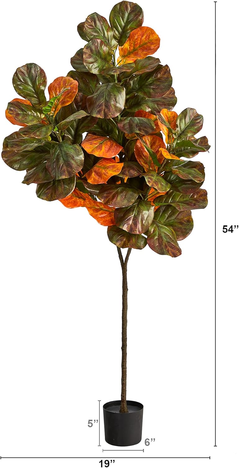 Nearly Natural 6ft. Autumn Fiddle Leaf Artificial Tree
