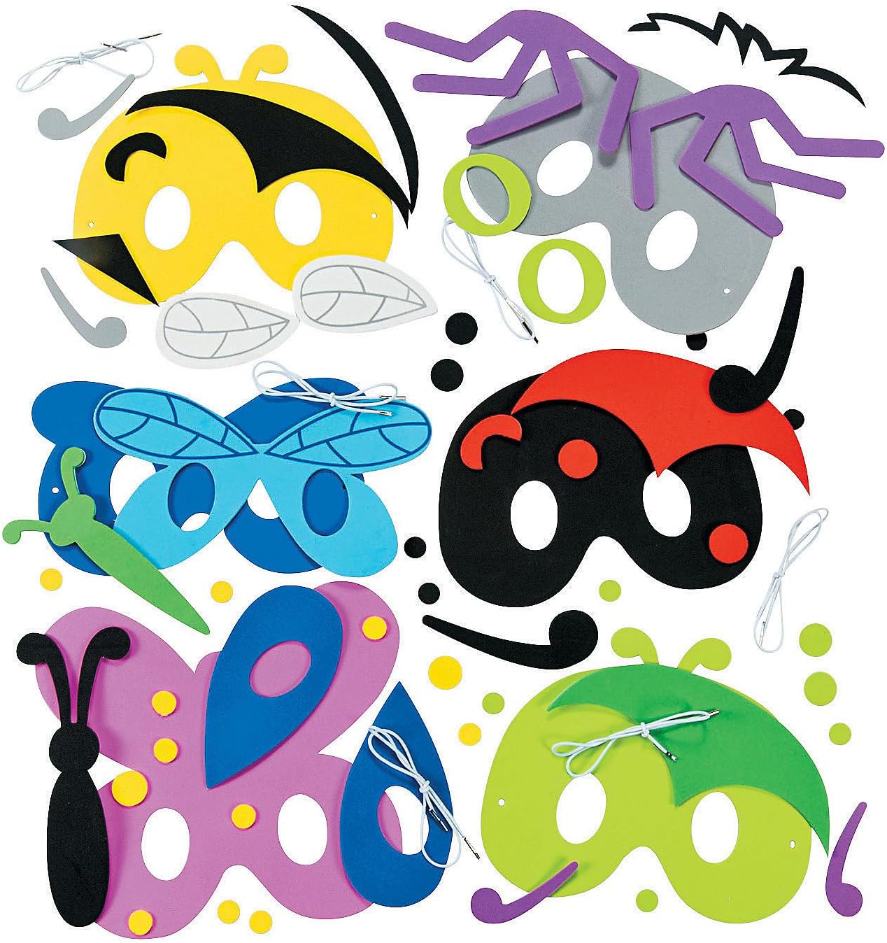 Fun Express Bug Mask Craft Kit - Party Favors for Kids 8-12 | Arts and Crafts for Kids 4-6 | Bulk Classroom Gifts for Students | Makes 48 Animal Masks for Birthday Favors & Kids Activities