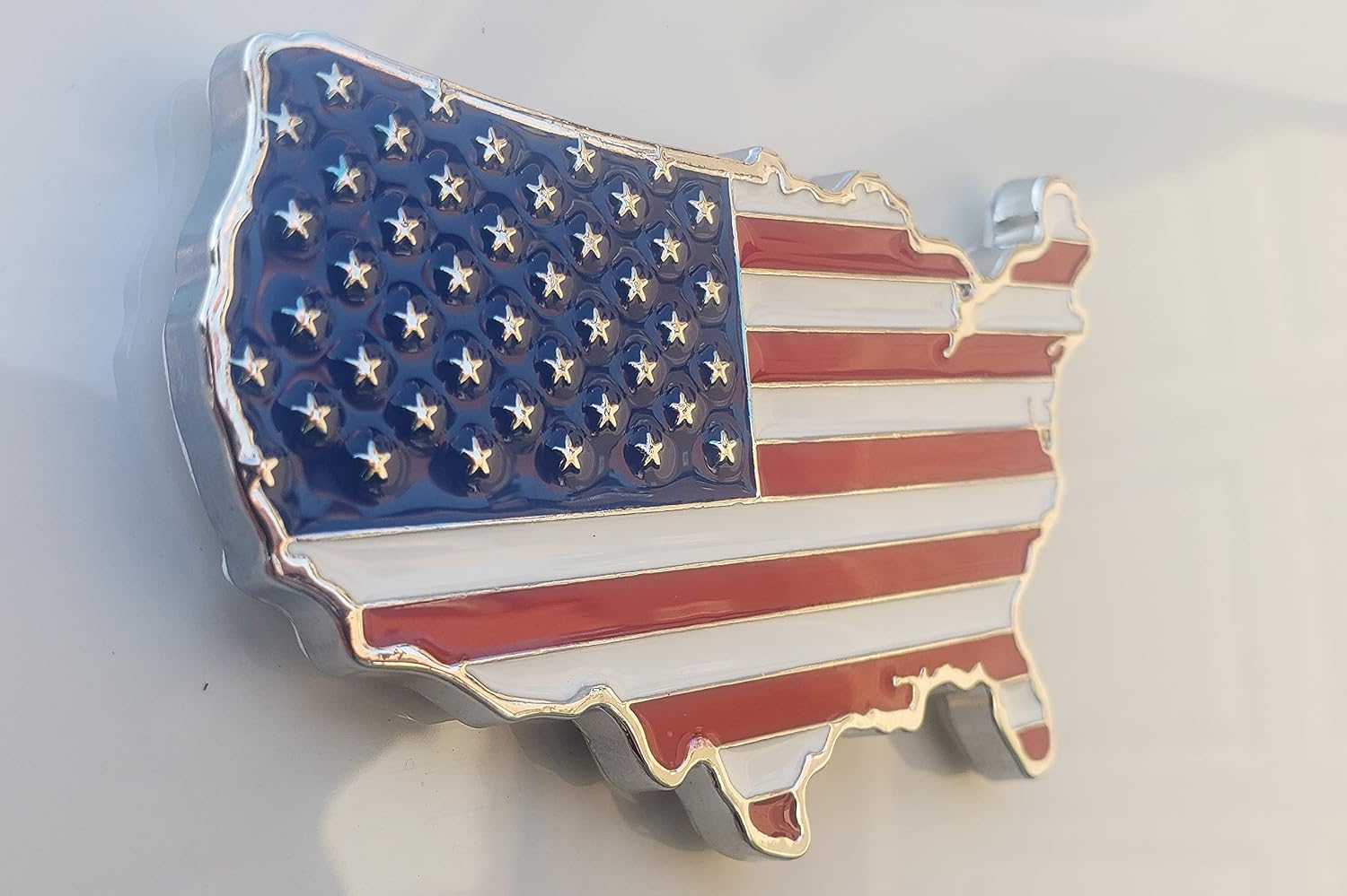Muzzys 3.25" 3D American Flag in Shape of The United States Emblem Decal USA US Metal Badge Universal Stick On FITS Silverado Suburban Tahoe Sierra F150 Patriotic Support Our Troops Never Forget 9/11