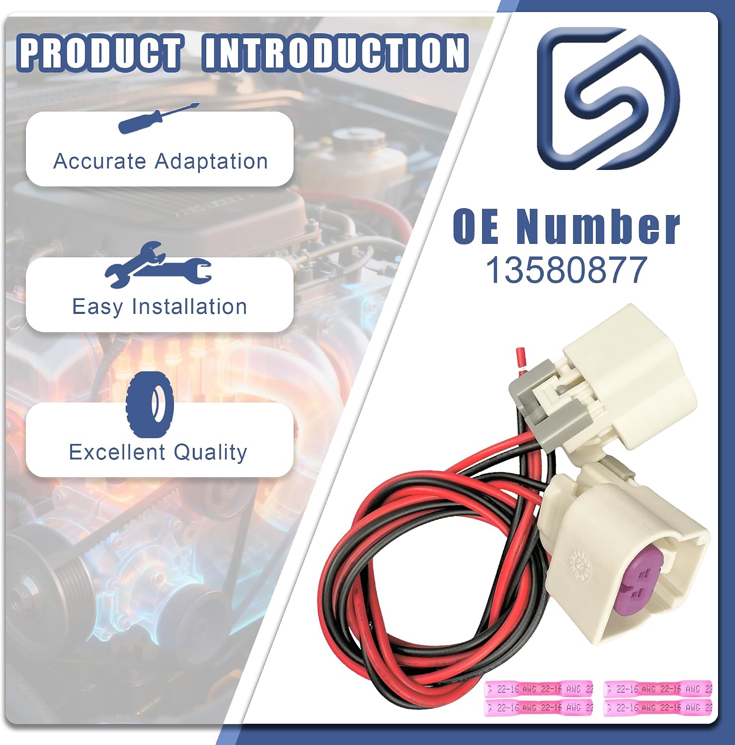 2Pcs New Knock/Detonation Sensor Connector Wiring Harness Compatible with Select Buick Cadillac Chevy GMC Hummer Pontiac Saturn Models -Replaces 13580877, 88953268, 88987972, S-934