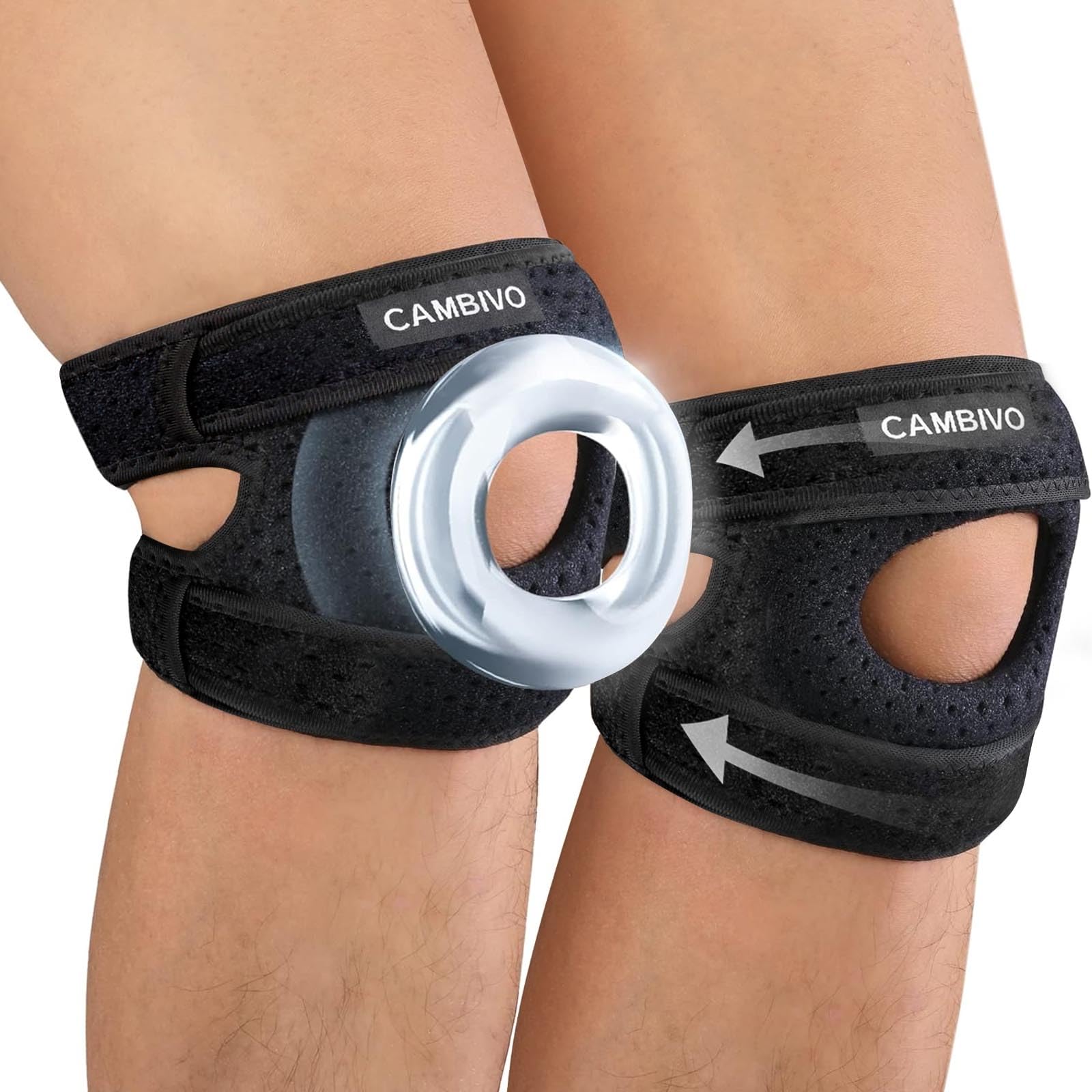 CAMBIVO Ginocchiera Ortopedica Regolabile, Tutore Ginocchio con Stecche Laterali e Cuscinetti in Gel, Ginocchiera Rotulea Legamenti Crociati per Artrosi Ginocchio, Menisco Lesionato, 1 Pezzo