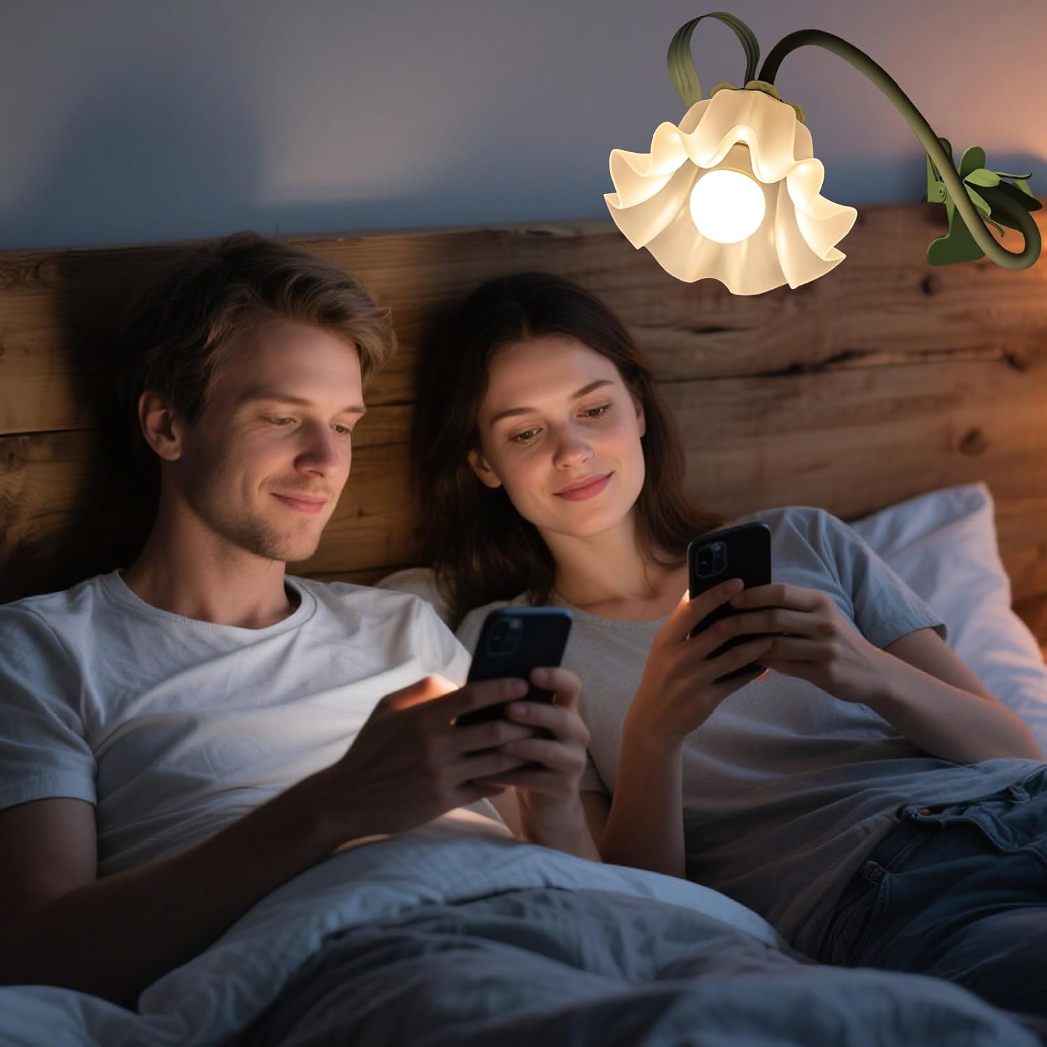 ONXE Clip On Light and Flower Desk Lamp, Flexible Gooseneck Reading Book Light with 3 Color Modes Cute Table Lamp Decor, Clip on Bedside Lamp for Bed Headboard,Table, Nursery,Dorm (Green-02)