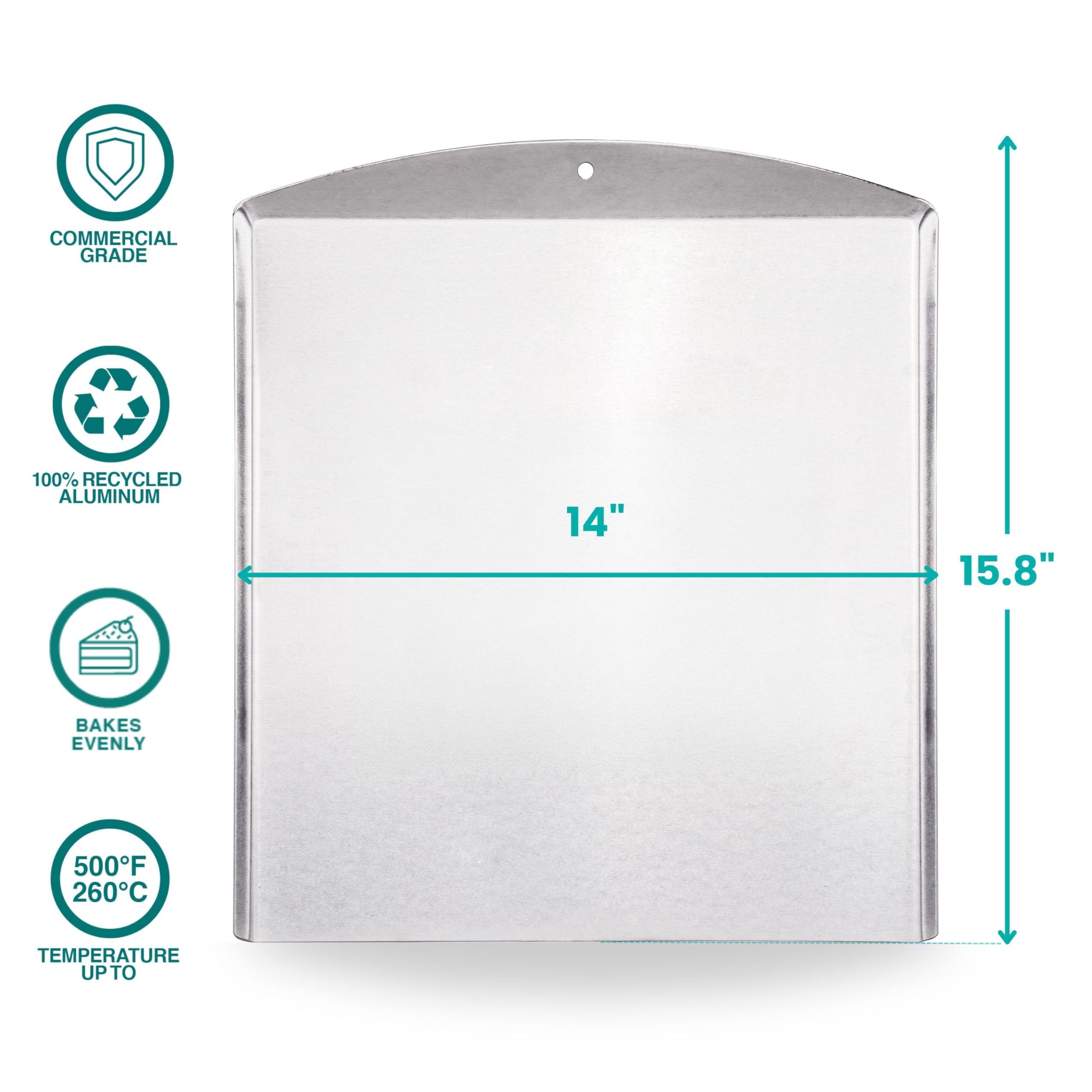 Baker's Secret Herkömmliche Qualität, natürliches reines Aluminium, 2 Stück, flach, 40,6 cm, 100 % recycelt, Backblech für Ofen, chemikalienfrei, ohne PFOA, PFOS und PTFE – die natürliche
