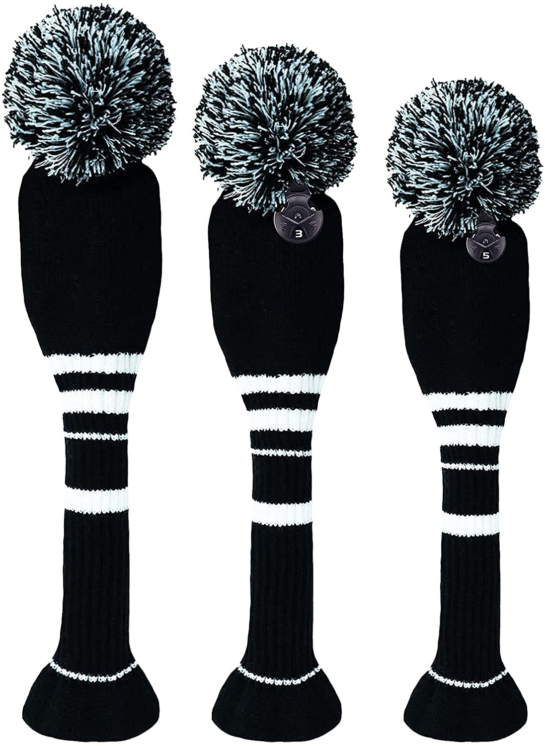 Schlägerkopfhüllen für Driver Fairway Holz Hybrid Golfschlägerhaube Golfschlägerhauben Golf Headcover Set, Schlägerhauben Club Covers Austauschbaren Nummernschild 1 3 5 7 X