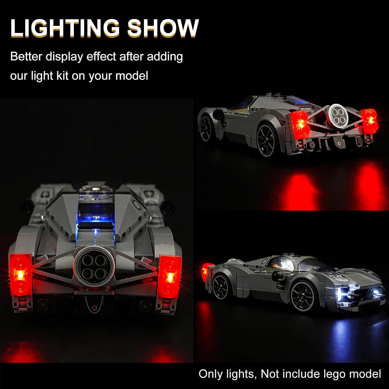 LED Light Kit for Lego Speed Champions Pagani Utopia, Compatible with Lego 76915, Lighting Your Toy for Pagani Utopia - Without Model (Not Include Lego Set)